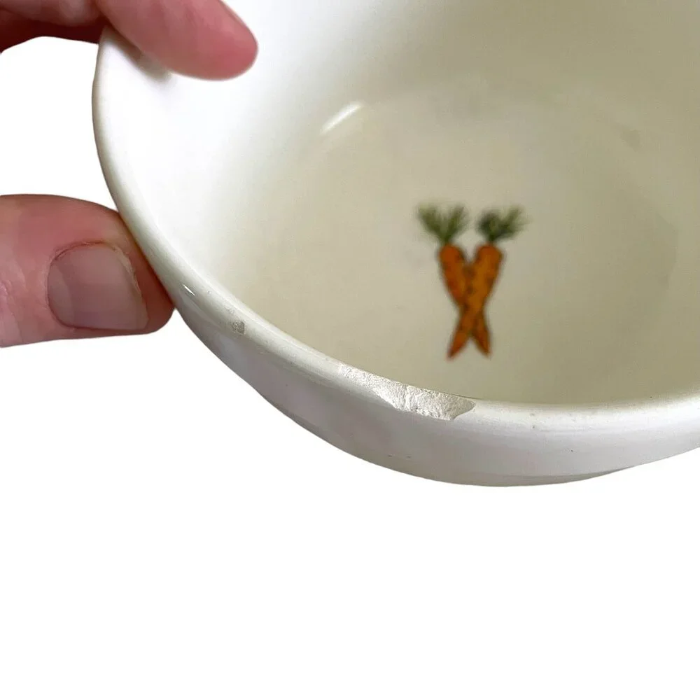 Set 4 Williams Sonoma Vegetable Nesting Mixing Bowls White Small Pepper Carrot +